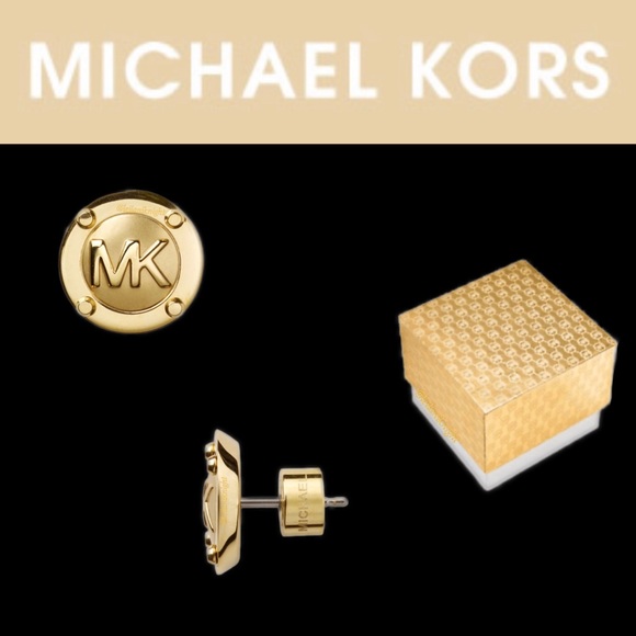 Michael Kors Gold Tone Astor Stud Logo Earrings - Picture 11 of 13